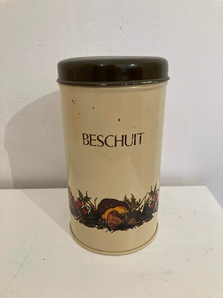 Vintage Beschuitbus met paddenstoelen en bessen decor, Ophalen of Verzenden, Gebruikt