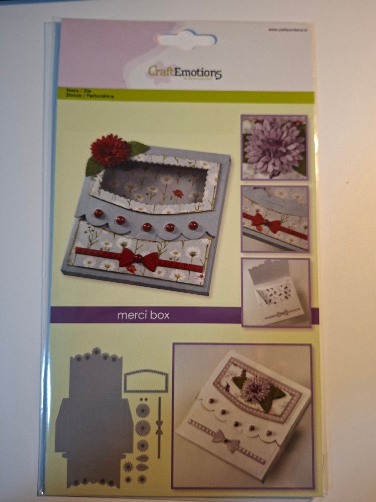 CraftEmotions Merci Box Stans en Embossing stencil Nieuw, Hobby en Vrije tijd, Ophalen of Verzenden, Nieuw