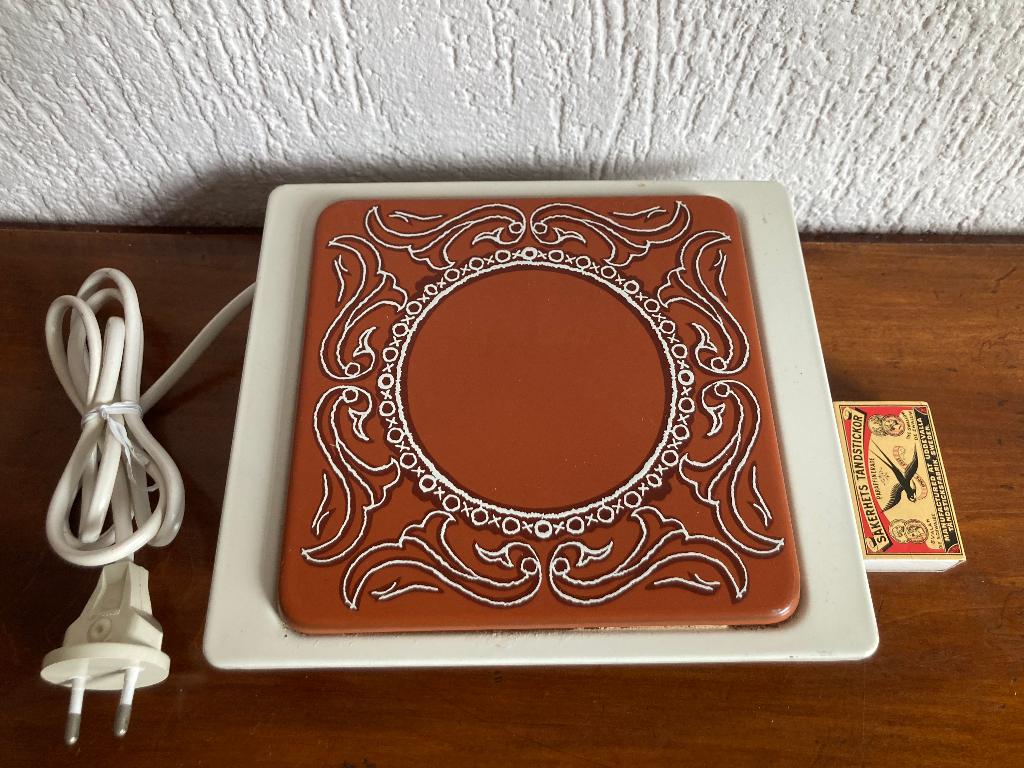 Vintage elektrisch warmhoudplaatje met keramiek tegeltje, Ophalen of Verzenden