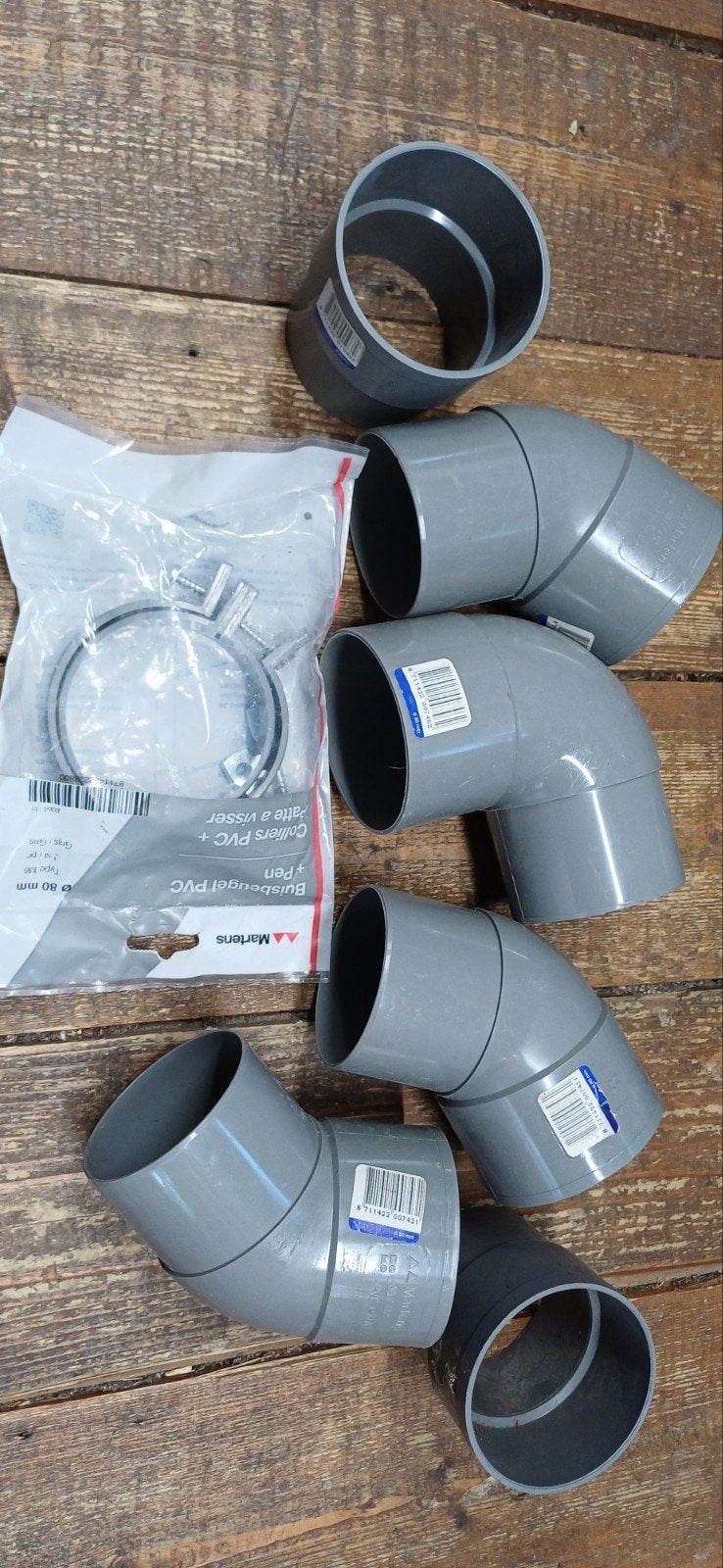 Regenwater afvoerbuis 80mm. Diverse hulpstukken, Ophalen, Bochten, Pvc, Minder dan 2 meter