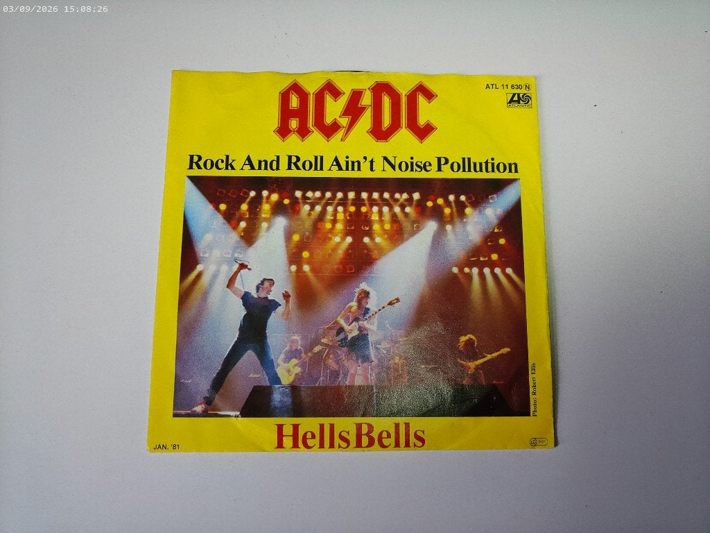 AC/DC - Hells Bells / R n R ain't Noise Pollution, Gebruikt, Fotohoes, 7 inch, Ophalen of Verzenden