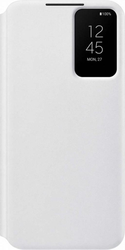 Samsung Galaxy S22+ - Smart Clear View Wallet Cover - Wit, Overige modellen, Frontje of Cover, Ophalen of Verzenden, Zo goed als nieuw