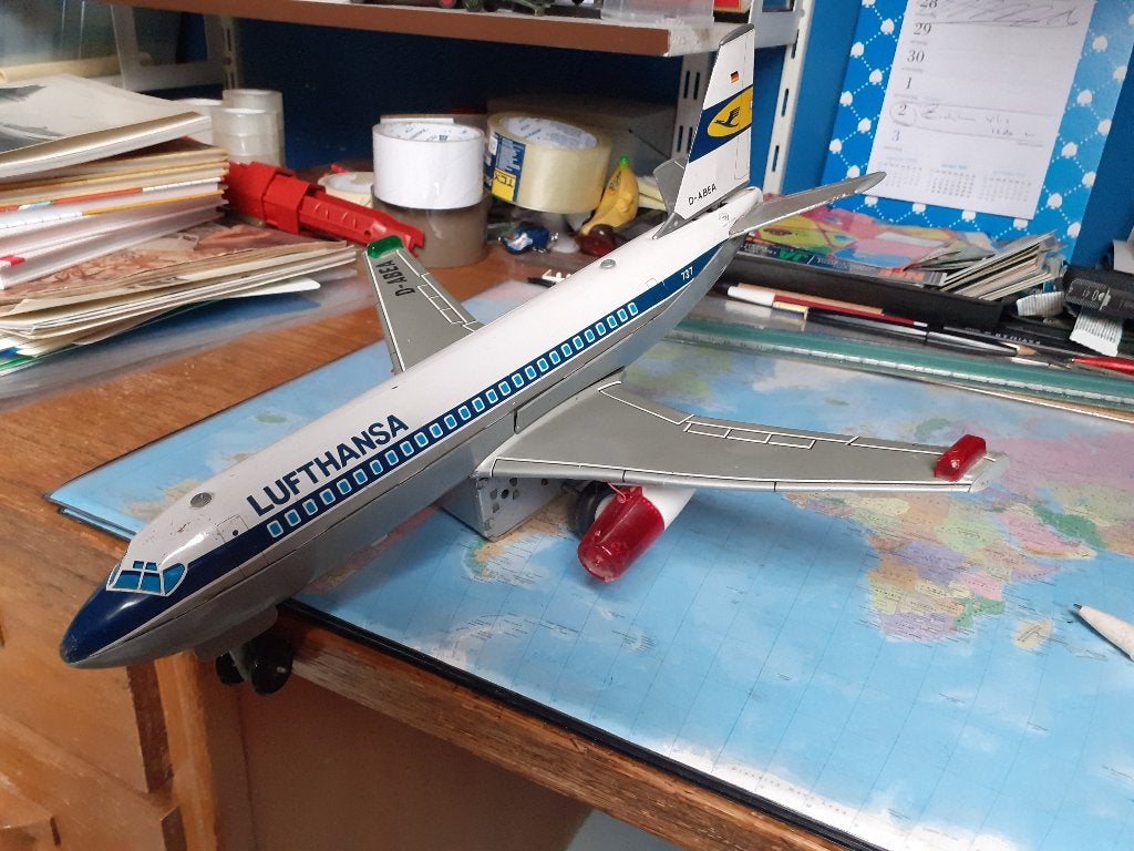 Lufthansa blikken vliegtuig     oud, Antiek en Kunst, Verzenden