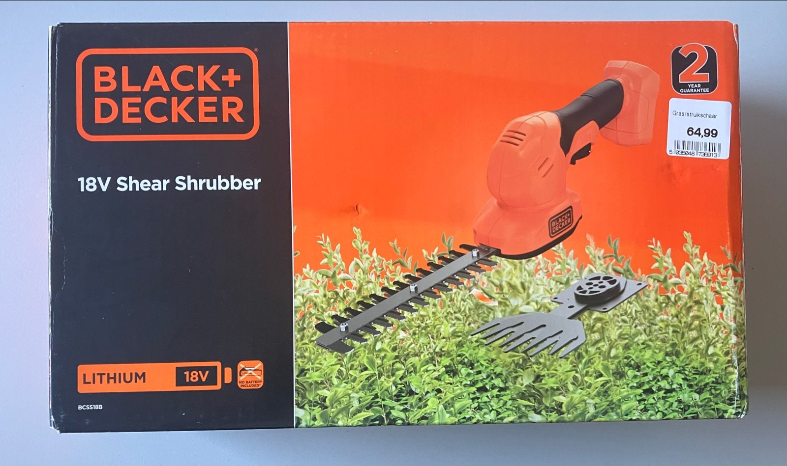 Nieuw: BLACK+DECKER 18V Accu Gras- en Struikschaar, Tuin en Terras, Ophalen of Verzenden, Nieuw, Accu