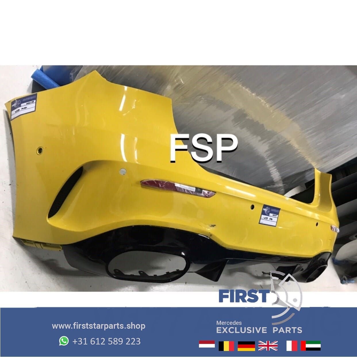 W177 A35 AMG ACHTERBUMPER Mercedes A Klasse 35 GEEL 2018-202, Gebruikt, -, Ophalen of Verzenden, Achter