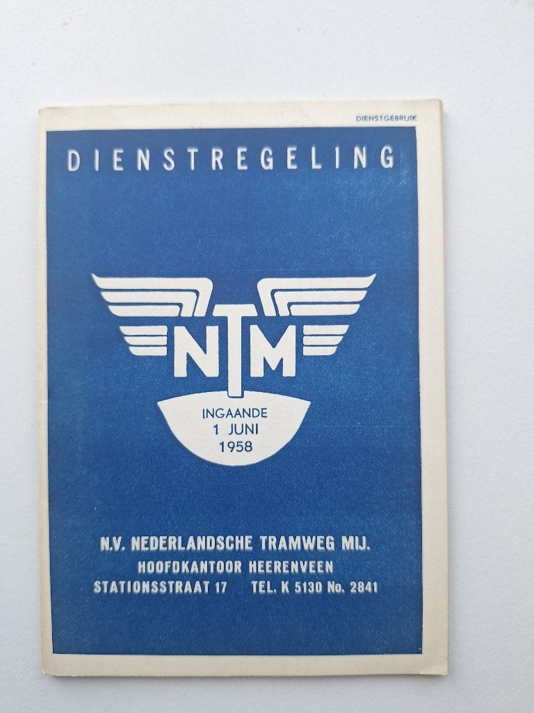 N.T.M HEERENVEEN DIENSTREGELING INGAANDE - 1 JUNI 1958, Ophalen of Verzenden, Gebruikt, Bus of Metro, Boek of Tijdschrift