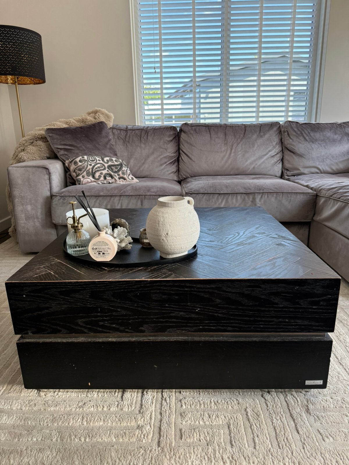 Richmond Blackbone salontafel Silver, Ophalen, Zo goed als nieuw, Rechthoekig, 50 tot 100 cm