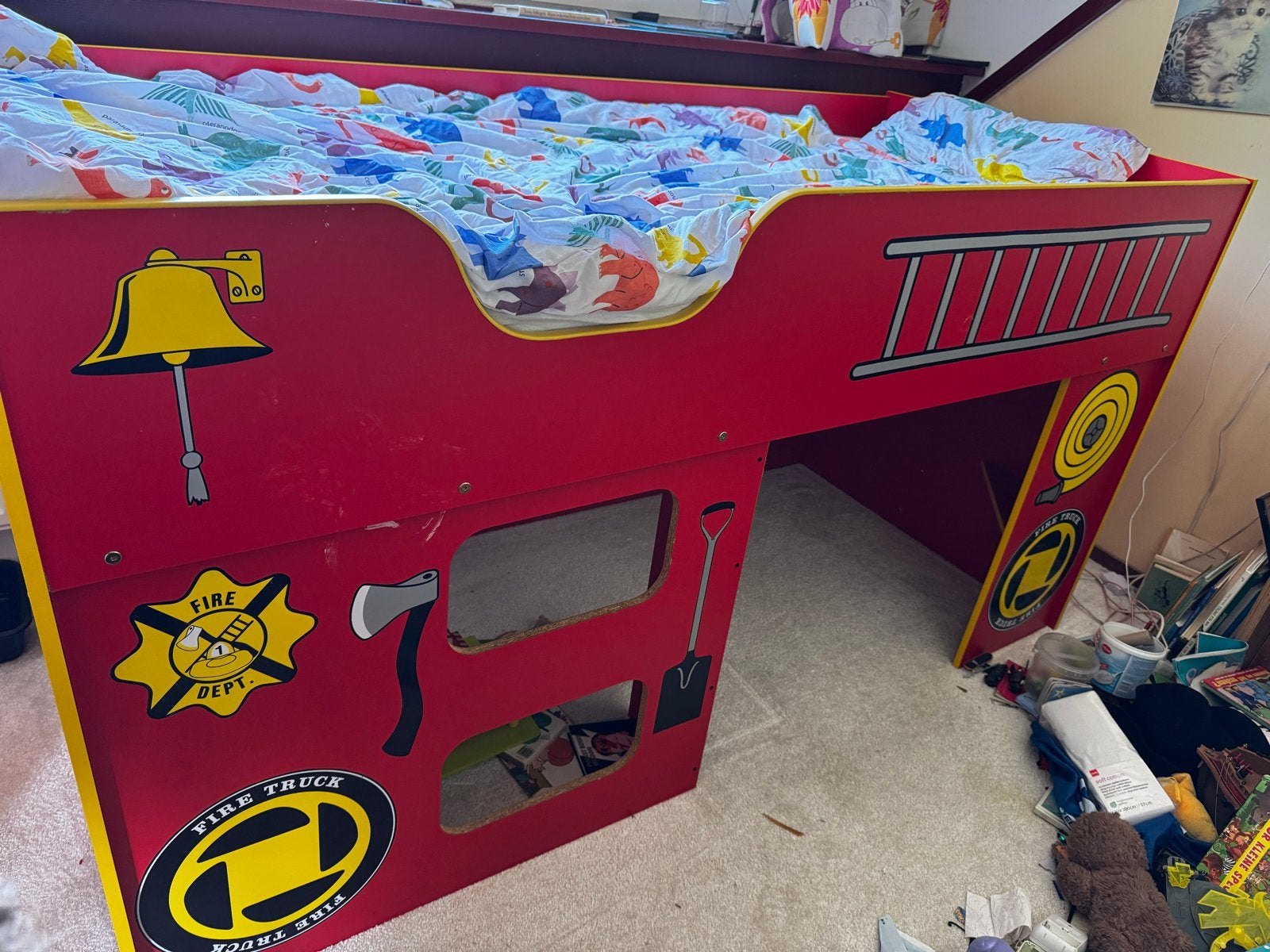 Brandweerbed voor kinderen - Hoogslaper, Kinderen en Baby's, Kinderkamer | Bedden, Gebruikt, 70 tot 85 cm, Ophalen of Verzenden