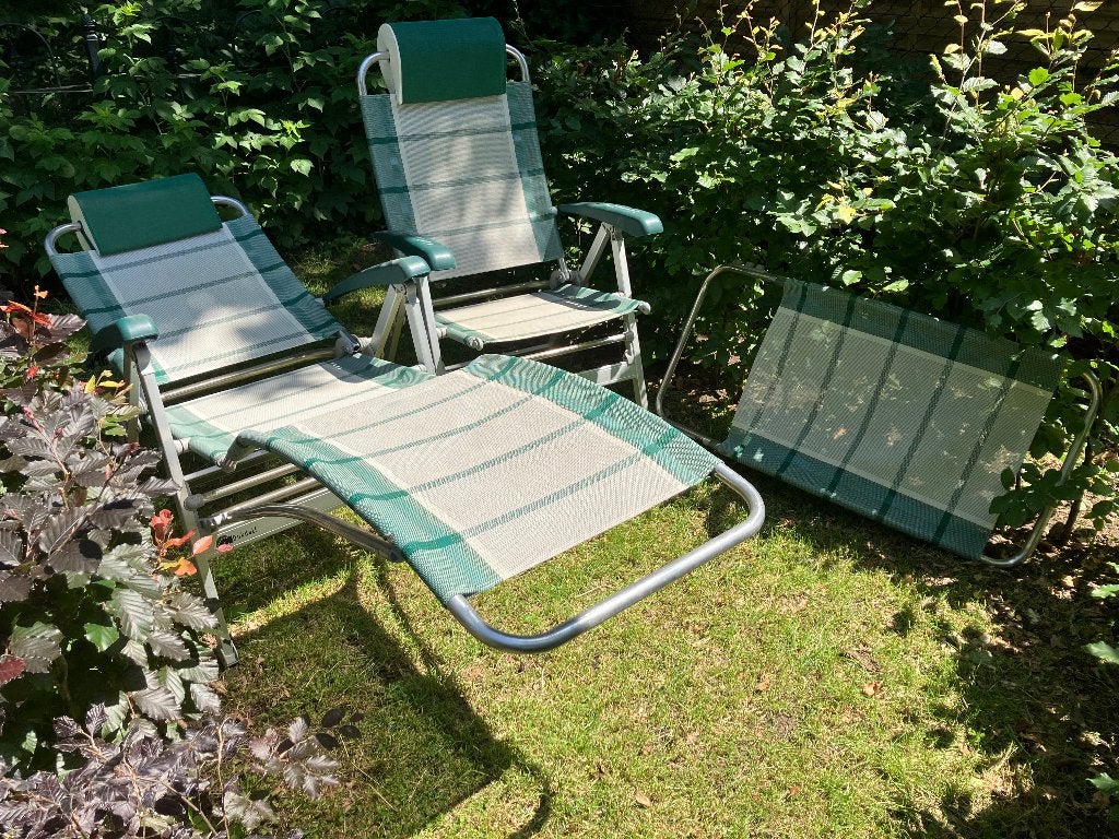 Dukdalf stoelen met voetensteun, Ophalen, Zo goed als nieuw, Campingstoel