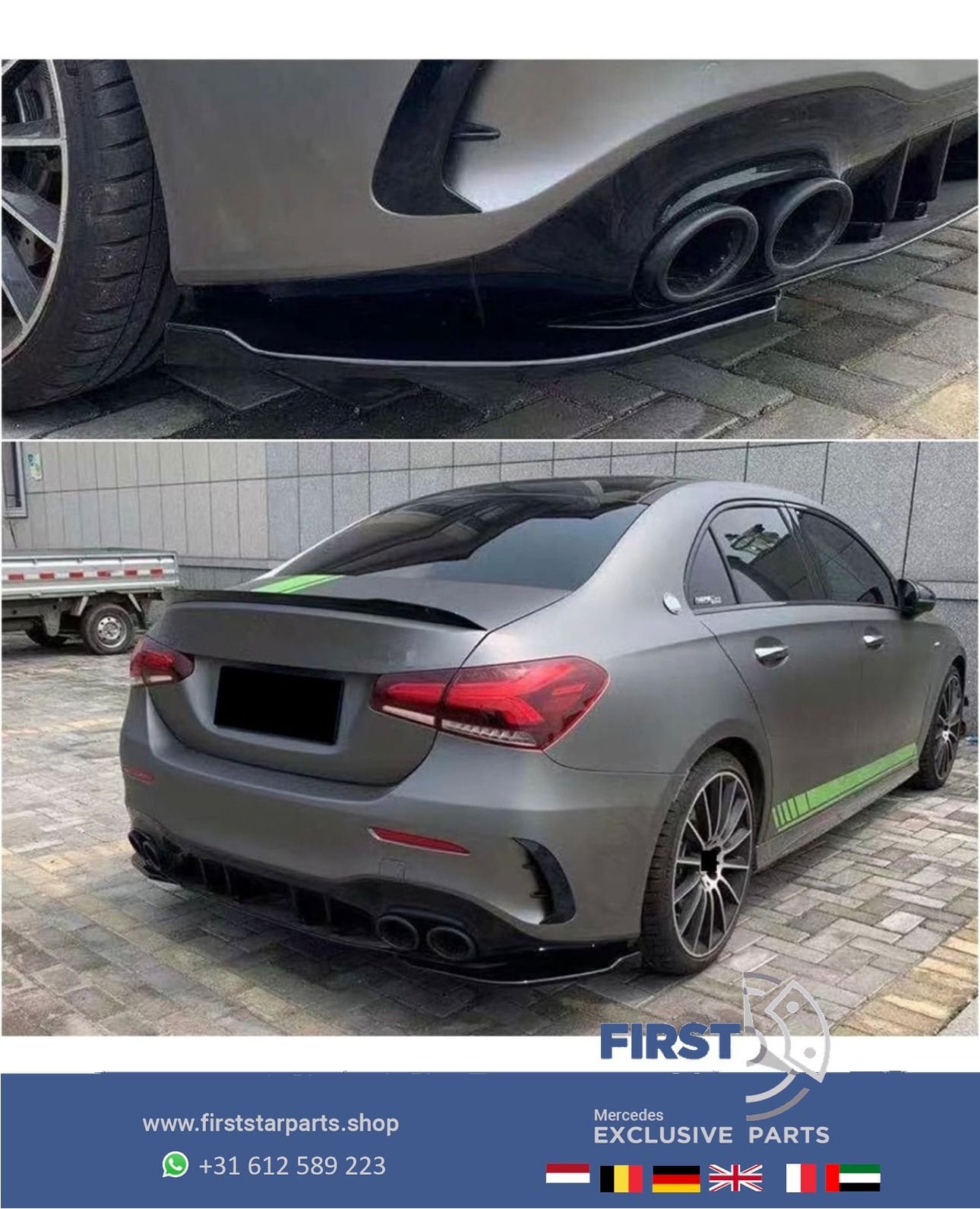 W177 V177 A KLASSE SEDAN SPOILER LIP 35 45 AMG ACHTERBUMPERS