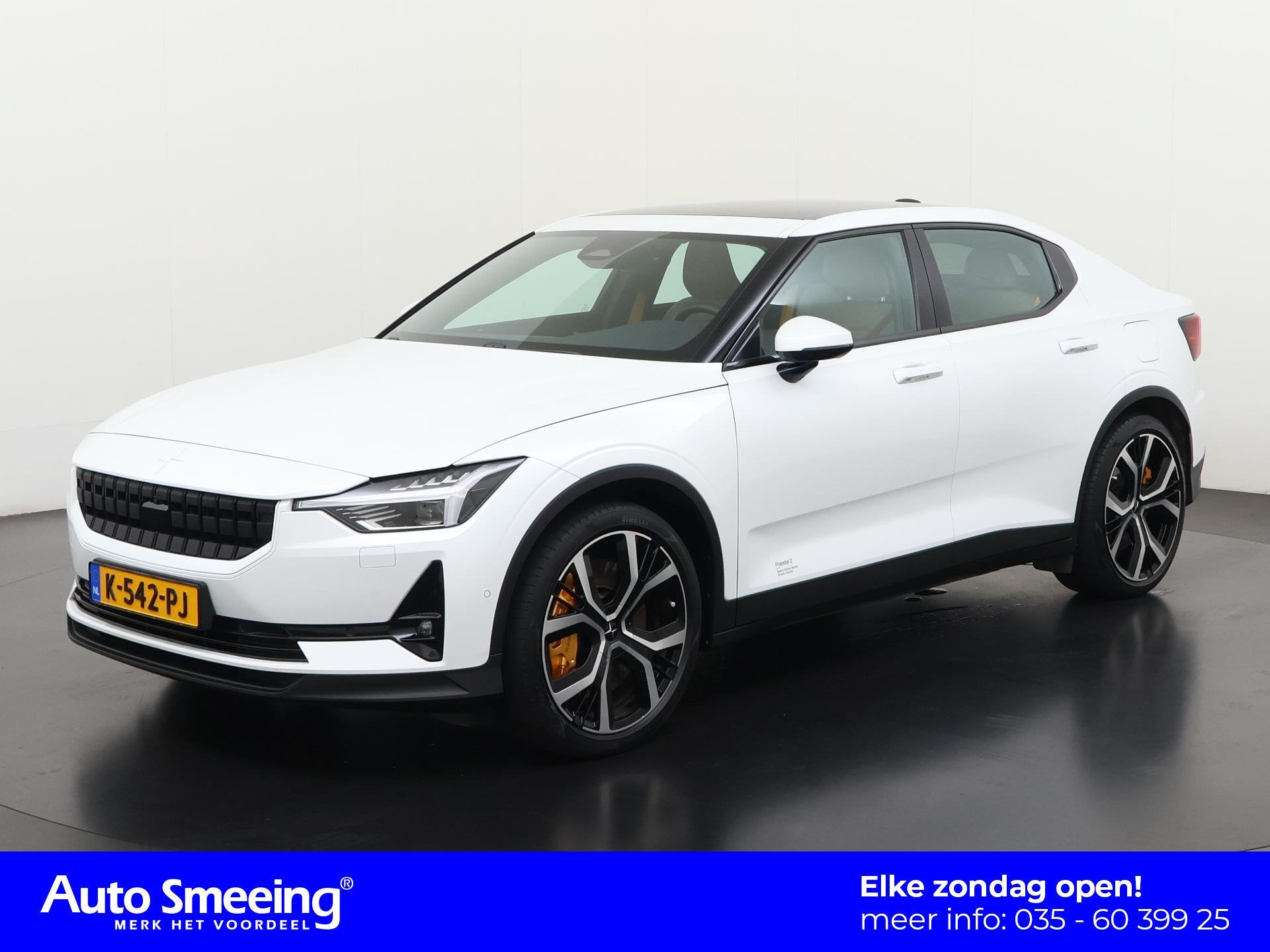 Polestar 2 Long Range Dual Motor Launch Edition 78kWh | Pano, Auto's, Stof, Gebruikt, Wit, Origineel Nederlands
