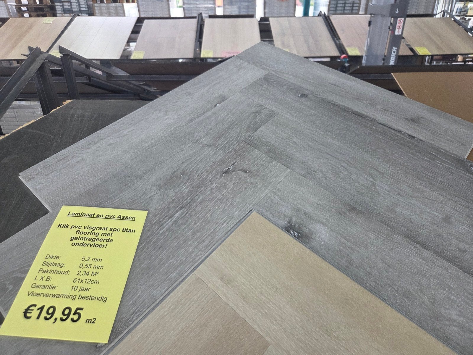 restpartij visgraat click pvc SPC met ondervloer, Ophalen, Nieuw, 50 tot 75 m², Vinyl