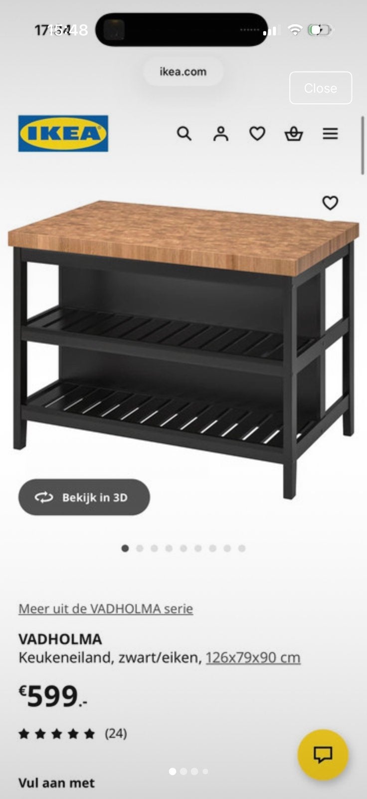 Ikea kitchen table black metal and wood top, Huis en Inrichting, Ophalen, 50 tot 100 cm, Zo goed als nieuw, 25 tot 50 cm