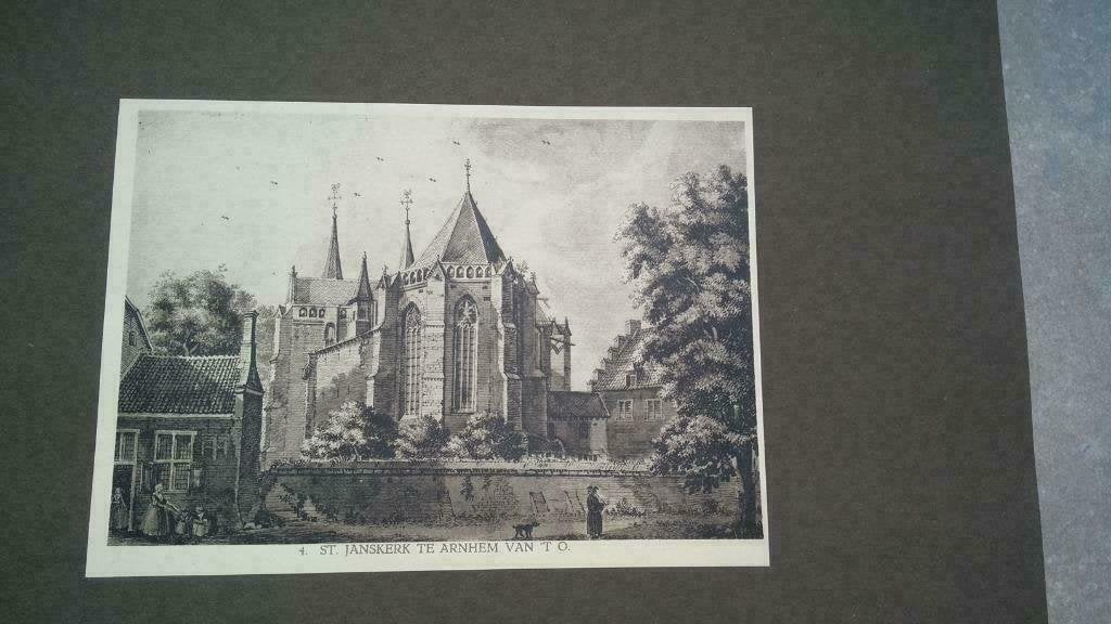 04/ Arnhem St.Janskerk  uit het Oosten gezien lichtdruk1922, Antiek en Kunst, Ophalen of Verzenden