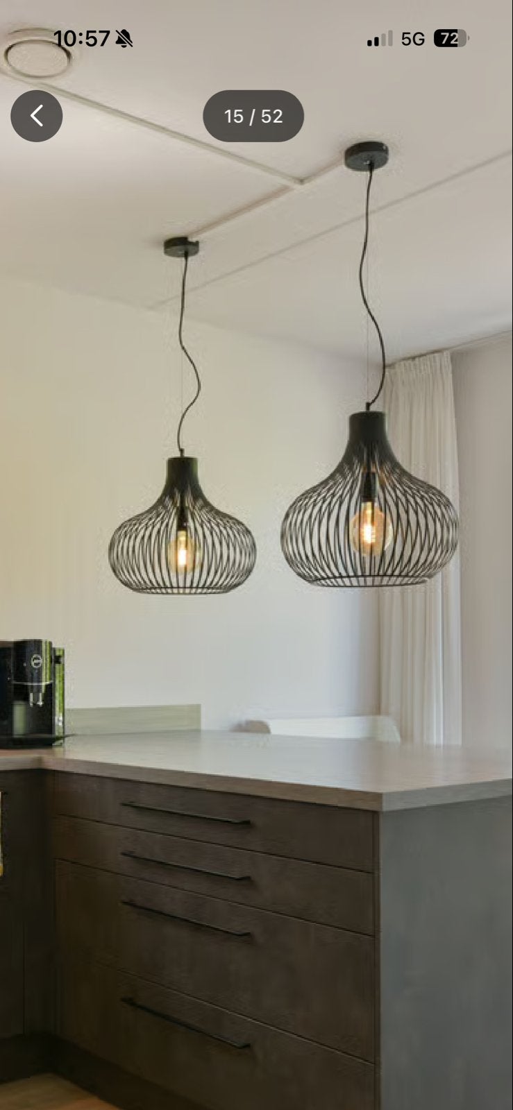 Freelight Aglio - 2 zwarte draad hanglampen, modern design, Huis en Inrichting, Ophalen, Zo goed als nieuw, Metaal, E27 (groot)