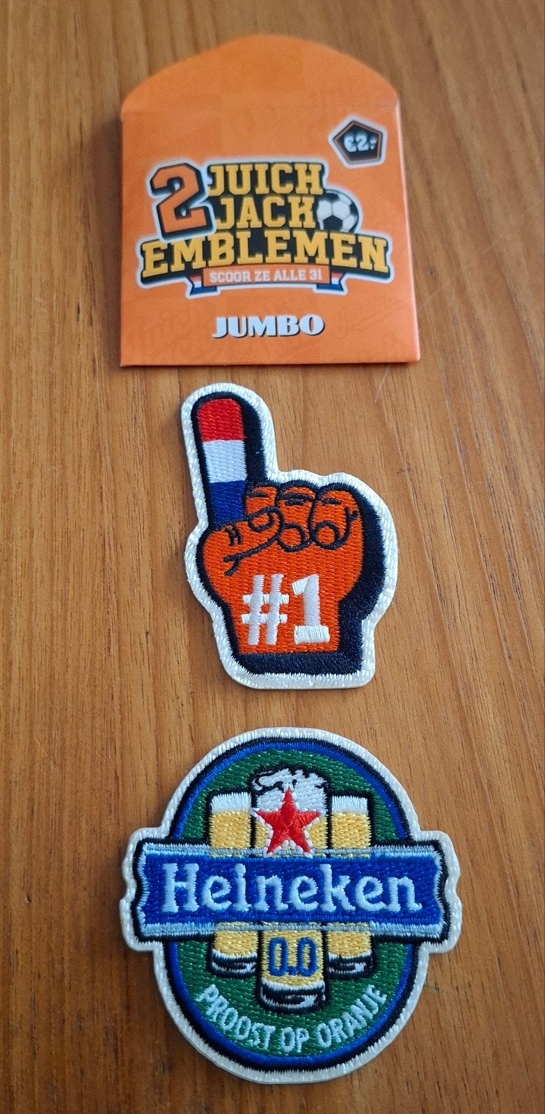 Jumbo Juich Jack Emblemen: Heineken & #1 Hand, Jumbo, Ophalen of Verzenden
