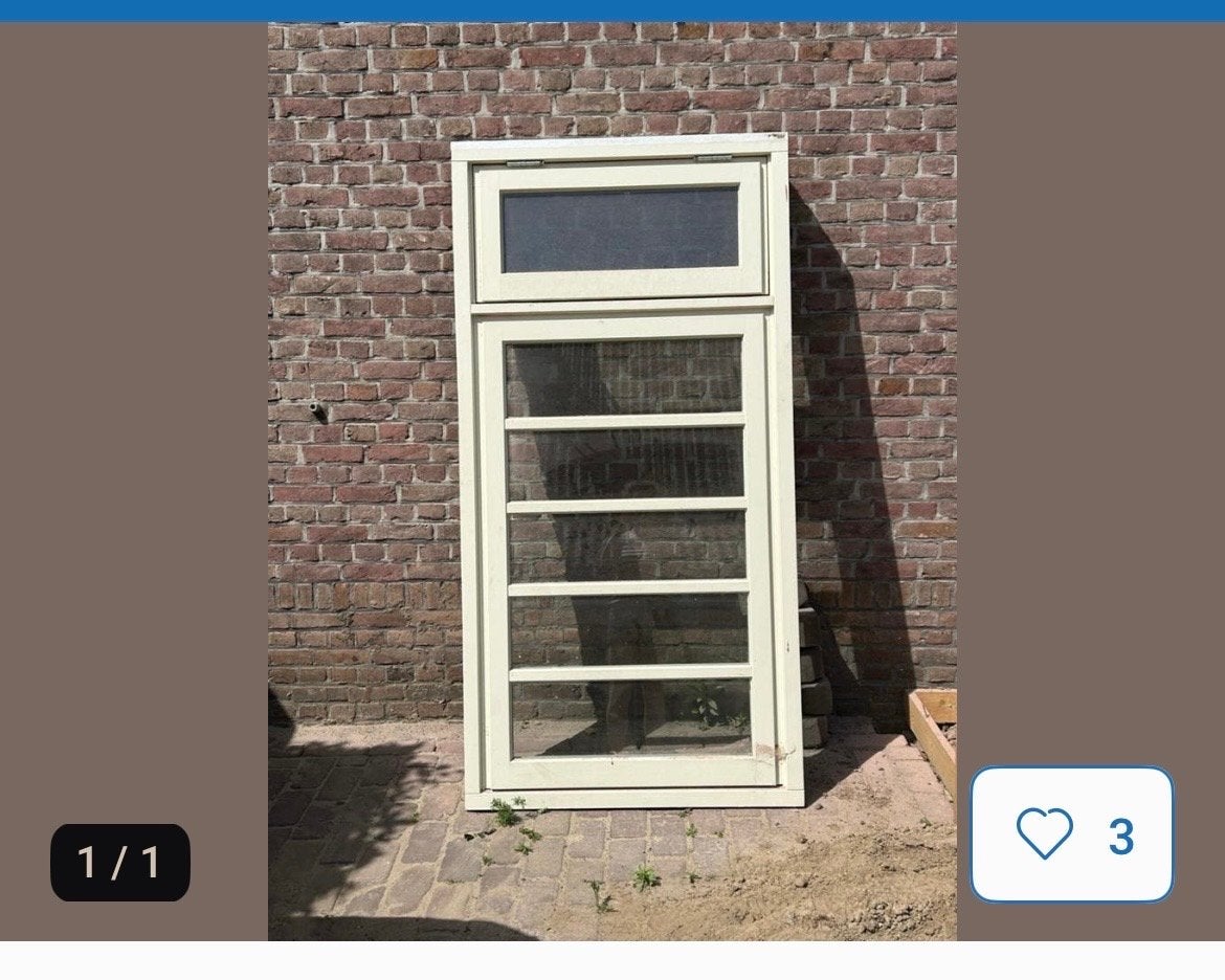 Mooi gebruikt raam met klepraam en dubbelglas, Doe-het-zelf en Verbouw, Gevelraam of Ruit, Gebruikt, 80 tot 120 cm, Dubbelglas