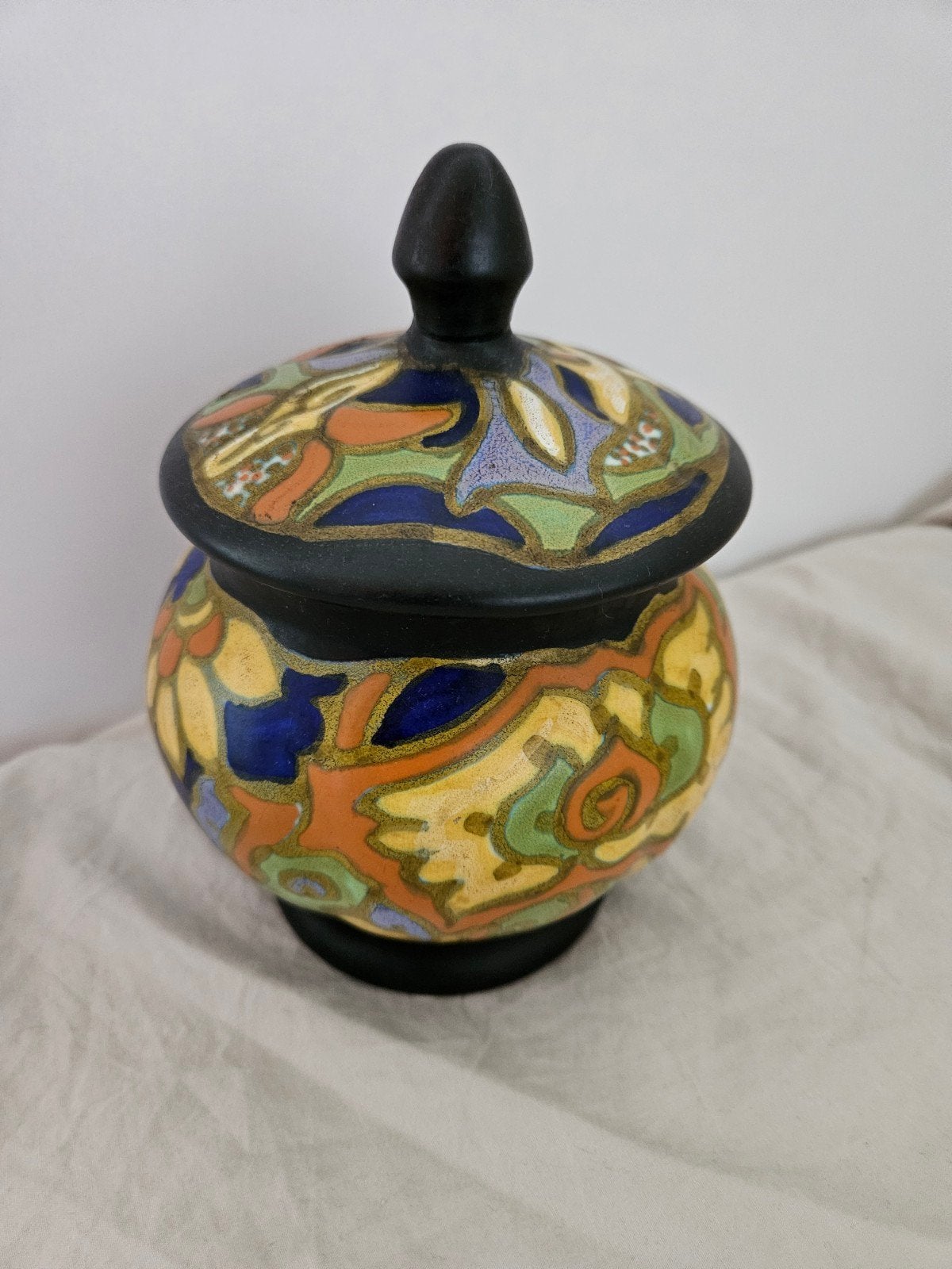 Antieke/ vintage Gouda plateel dekselpot, Ophalen
