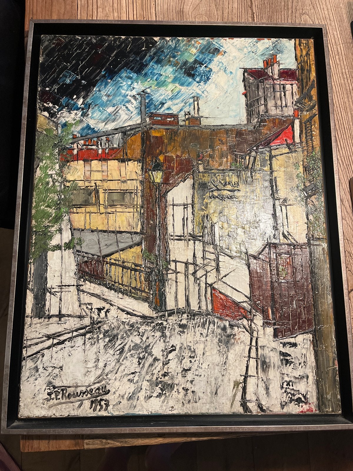 Stadsgezicht Parijs, gesigneerd F. Rousseau 1953, Ophalen, Gedateerd, Doek, Expressionistisch
