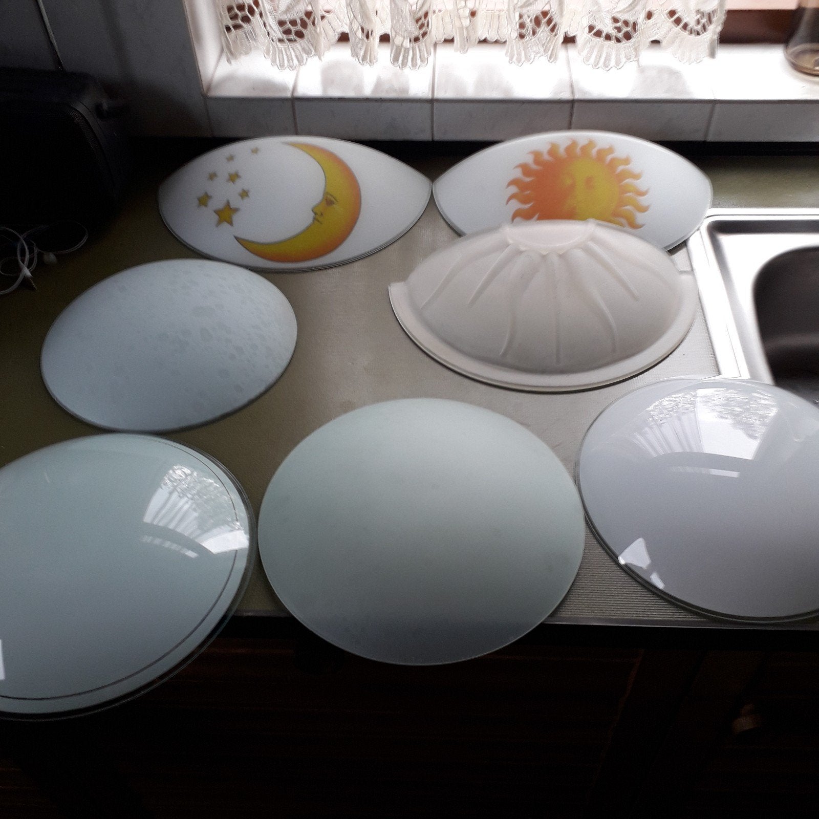 Glazen lampenkappen voor wandlamp en plafonnières, Ophalen, Gebruikt, Rond, Glas