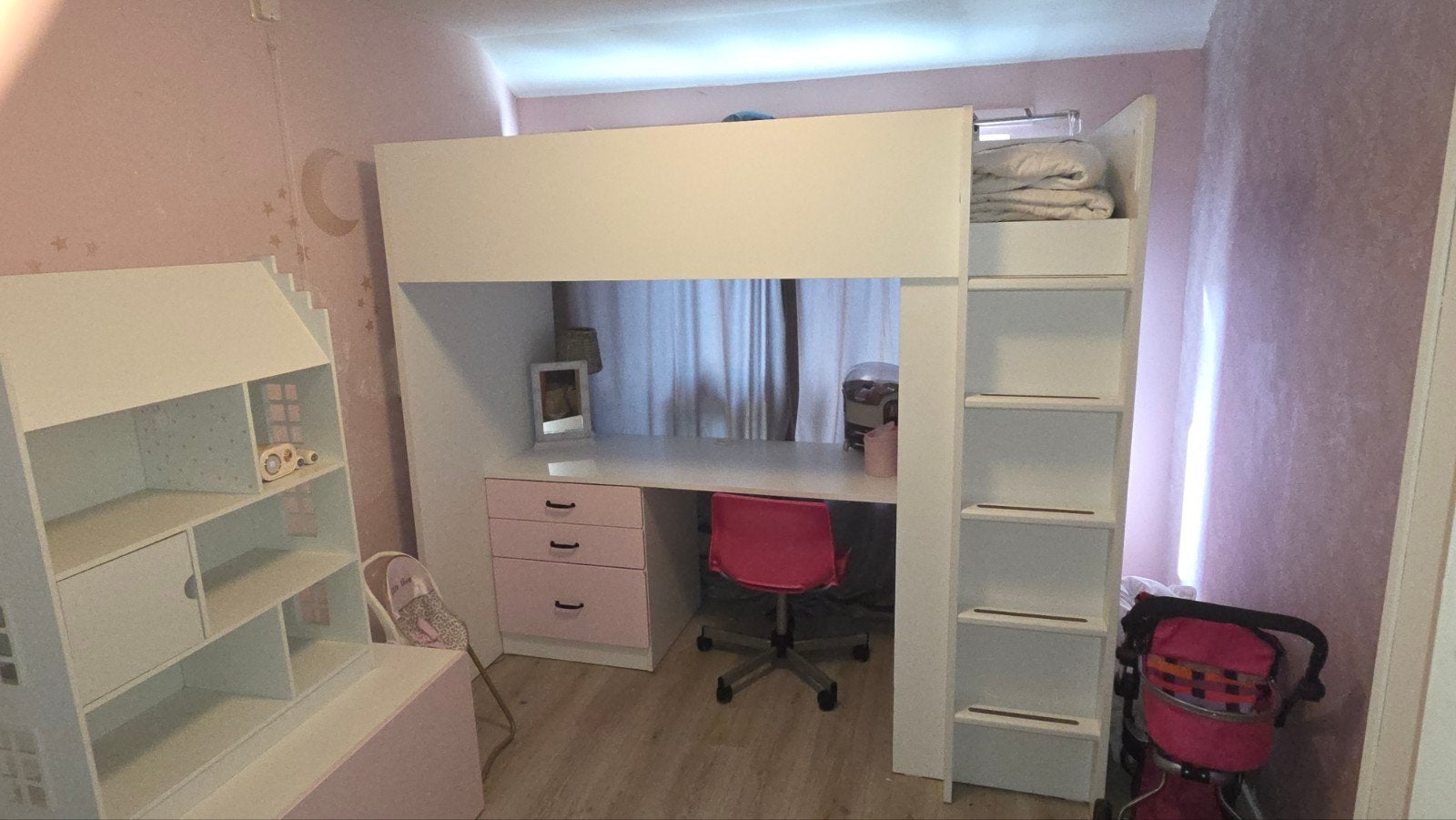 Ikea smastad Hoogslaper met bureau en opbergruimte, Gebruikt, Hoogslaper, Eenpersoons, Ophalen of Verzenden