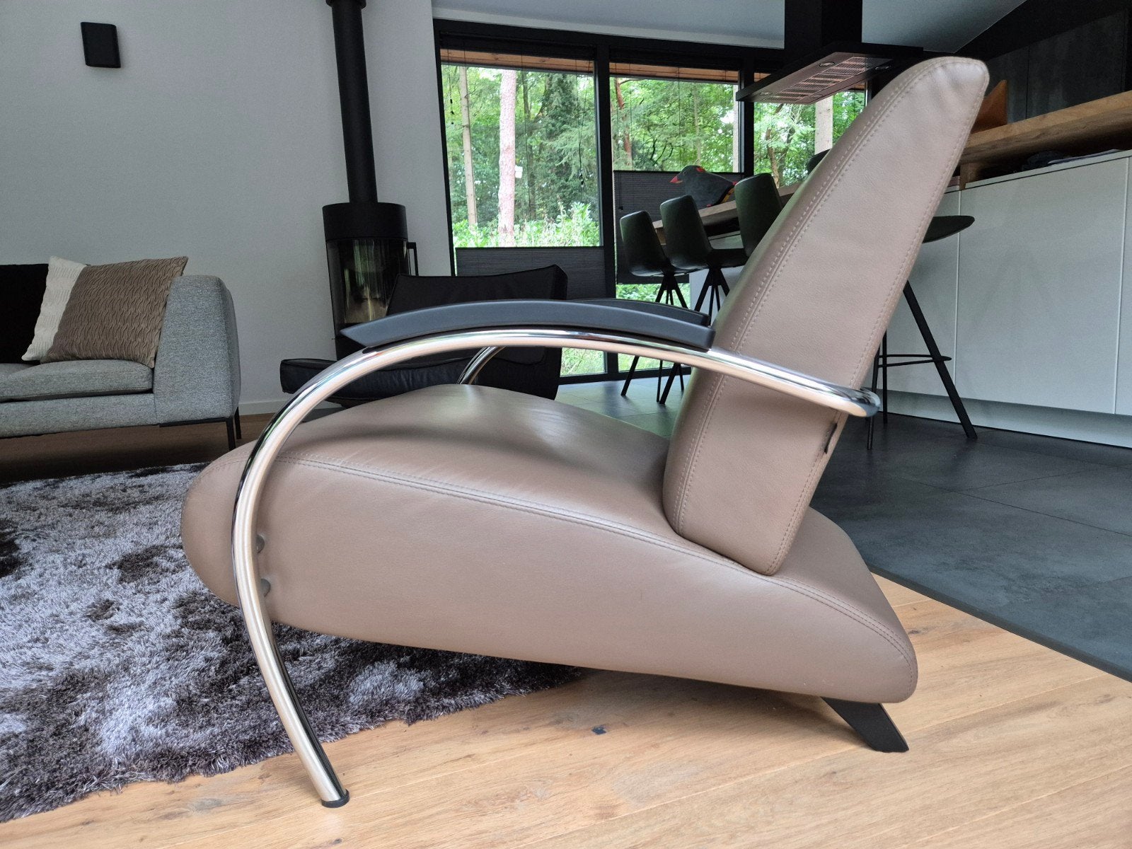 Nette Gelderland fauteuil 5470 leer taupe design, Ophalen, Zo goed als nieuw, 50 tot 75 cm, Leer