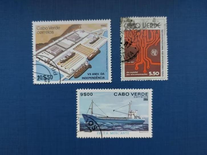 Postzegel Cabo Verde 1977 80 82 3 zegel oa Onafhankelijkheid, Ophalen of Verzenden, Portugal, Gestempeld