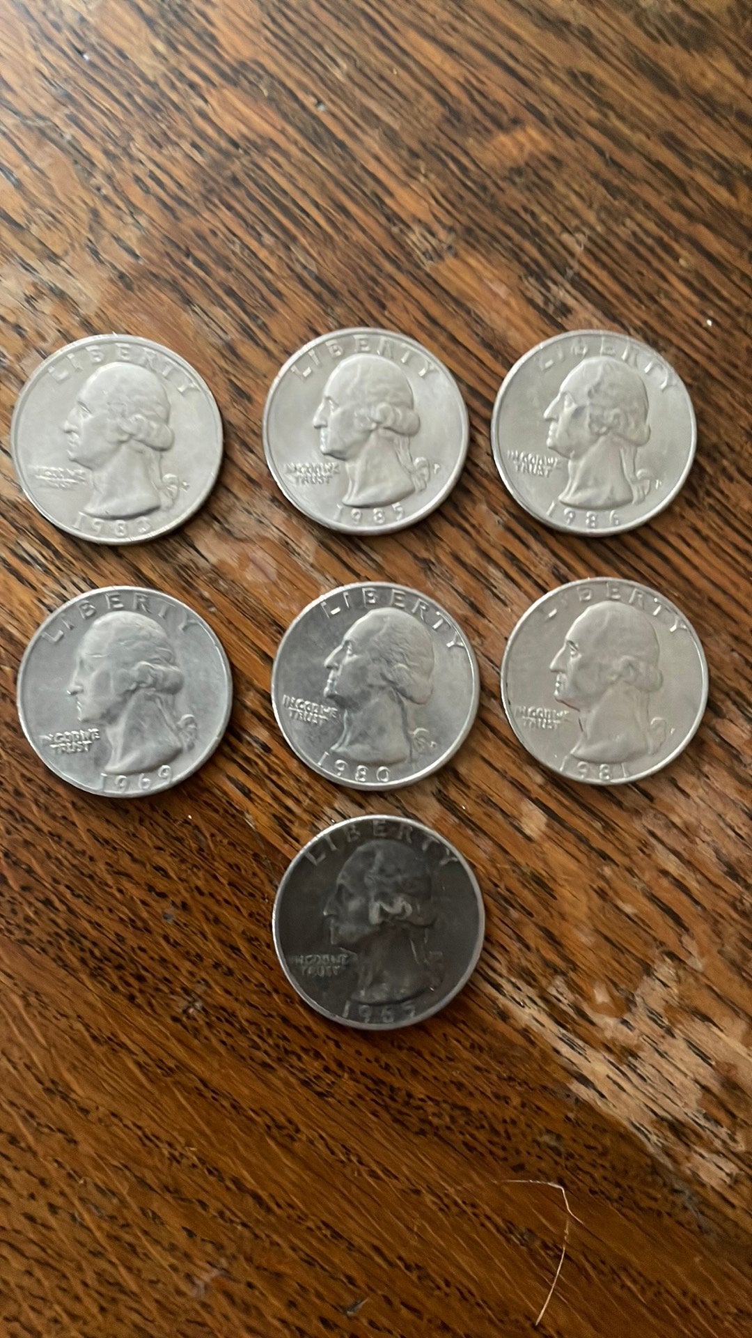 7 munten United States of Amerike quarter dollar Liberty, Ophalen, Noord-Amerika