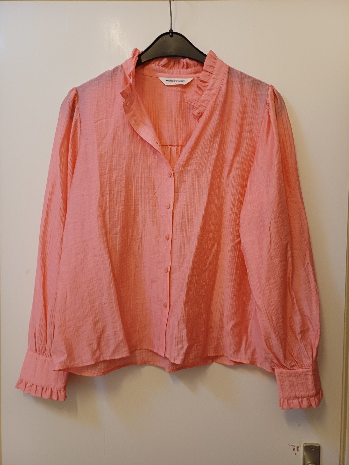 MSCH Copenhagen roze blouse met ruches, maat L, Maat 42/44 (L), Ophalen of Verzenden, Zo goed als nieuw, Roze