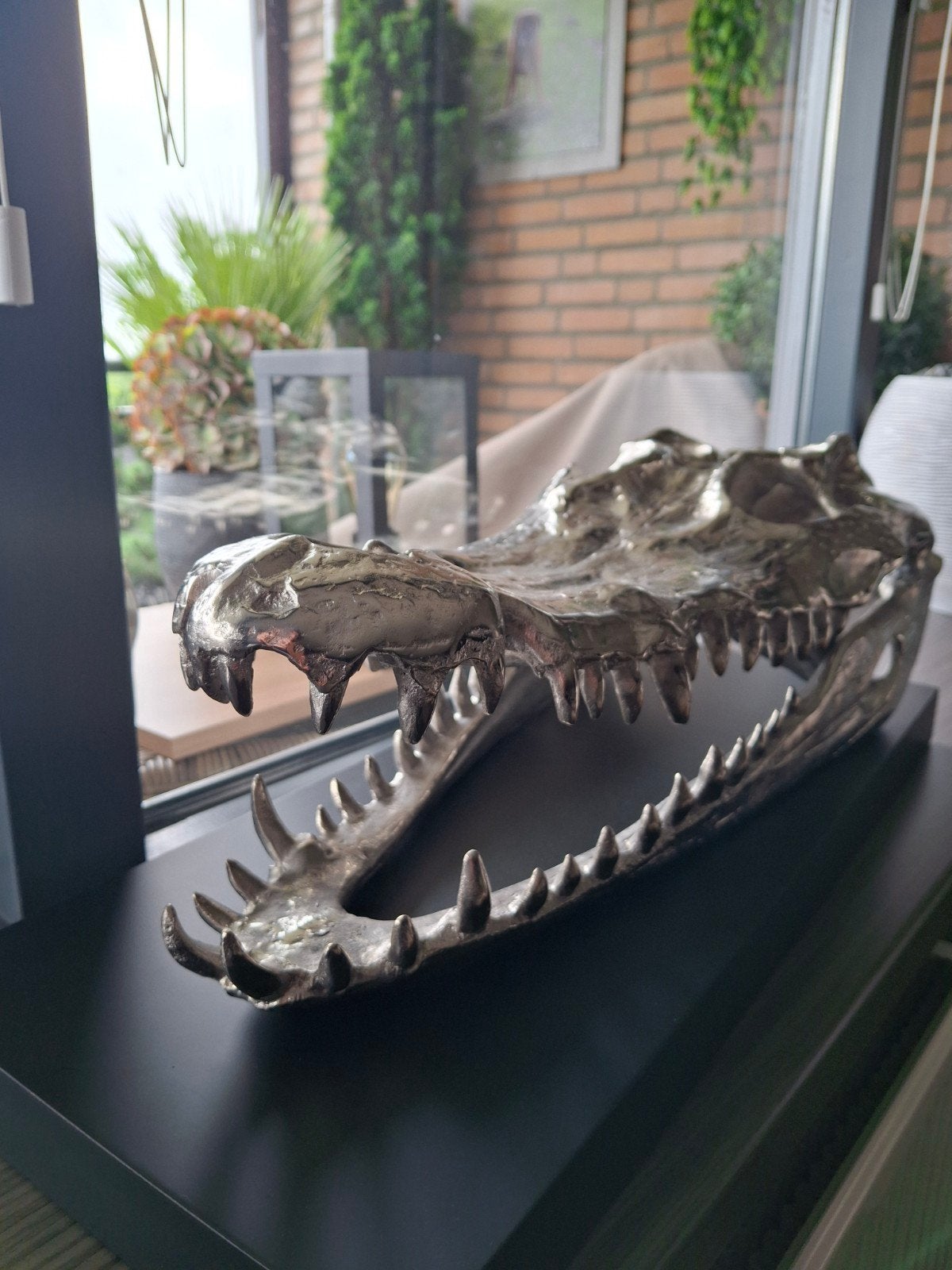 Krokodillen schedel zilver gepolijst nikkel art of nature, Ophalen, Metaal