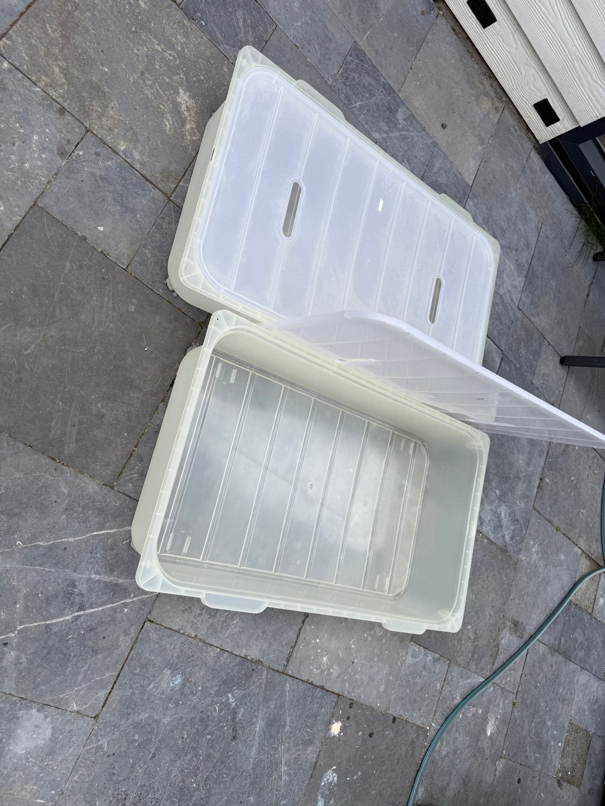 Transparante opbergbak met deksel (2x), Ophalen, Gebruikt, 40 tot 60 cm, 75 tot 100 cm