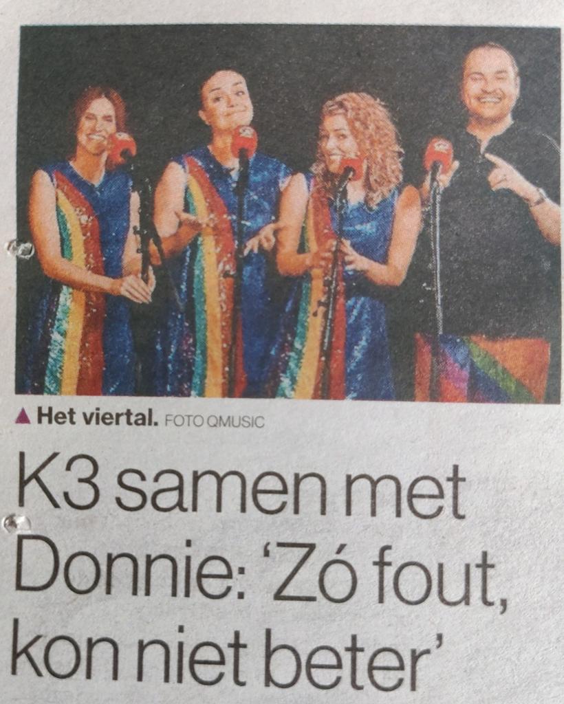 K3 samen met rapper Donnie krantenartikel, Ophalen of Verzenden, 1980 tot heden, Nederland, Knipsel(s)