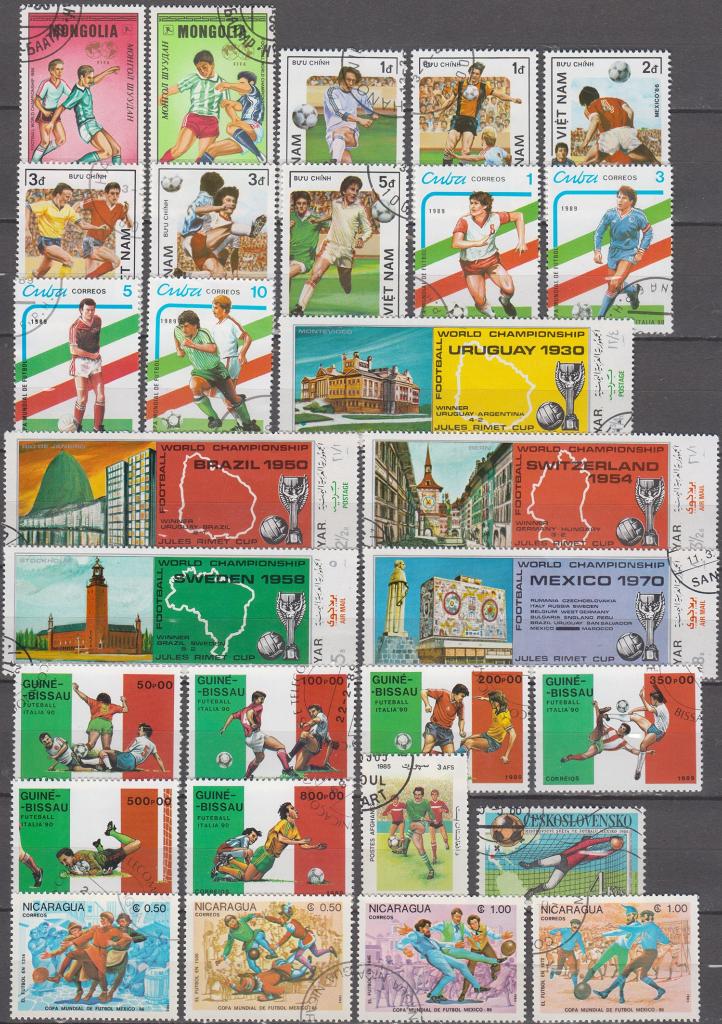 Voetbal leuke collectie 44 verschillende zegels gestempeld, Ophalen of Verzenden, Gestempeld, Sport