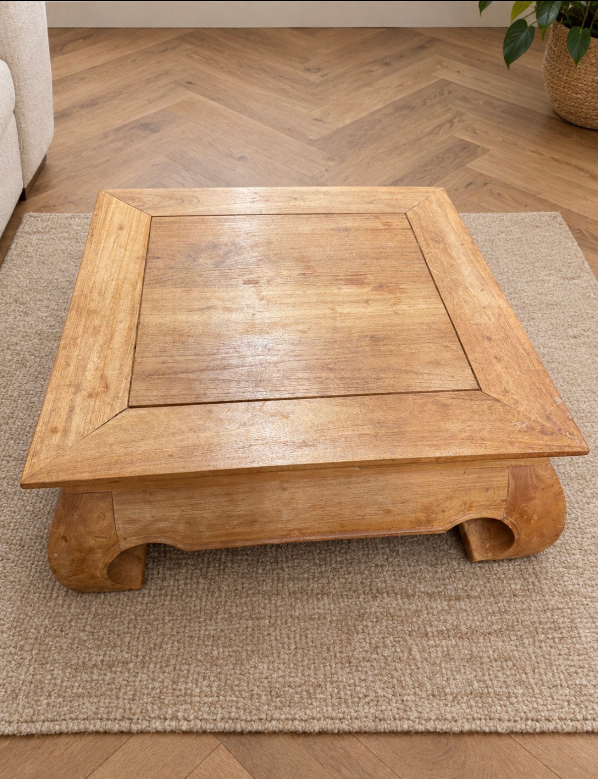 Teakhouten opium salomtafel, Ophalen, Gebruikt, 50 tot 100 cm, 50 tot 100 cm