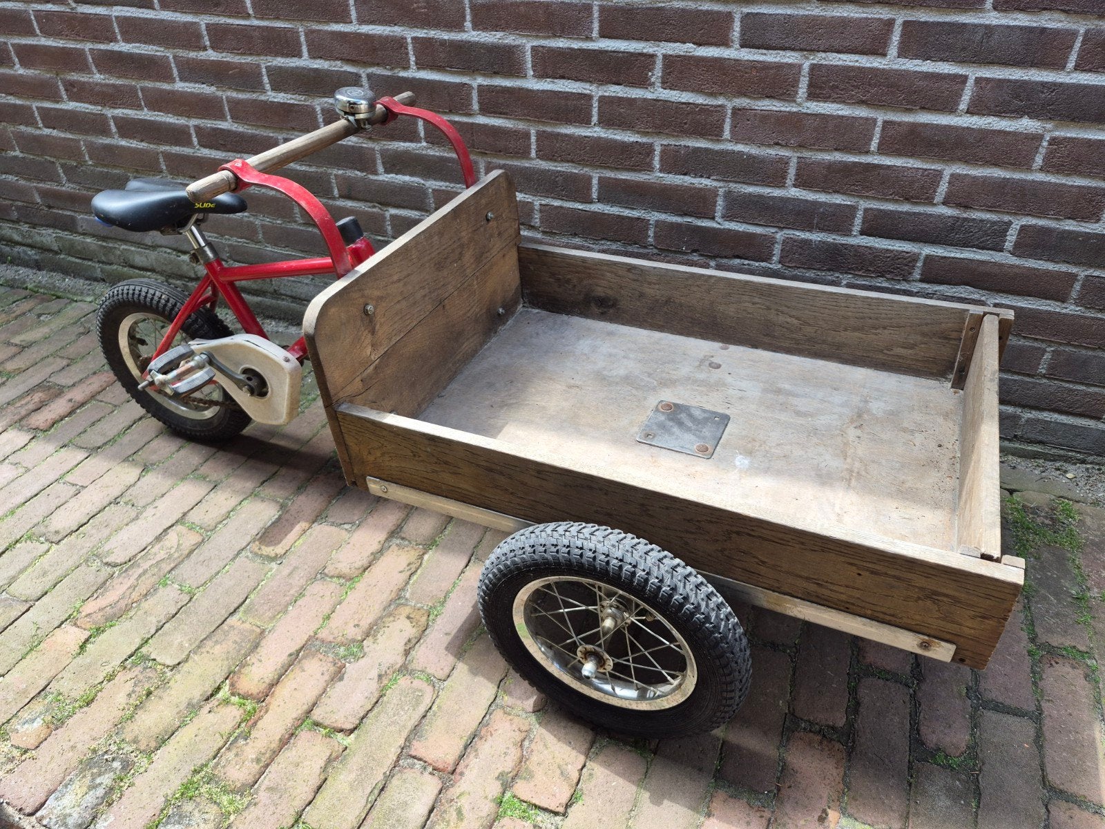 Oud bakfietsje voor gebruik of decoratie., Fietsen en Brommers, Fietsen | Bakfietsen, Ophalen, Gebruikt, 1 kind