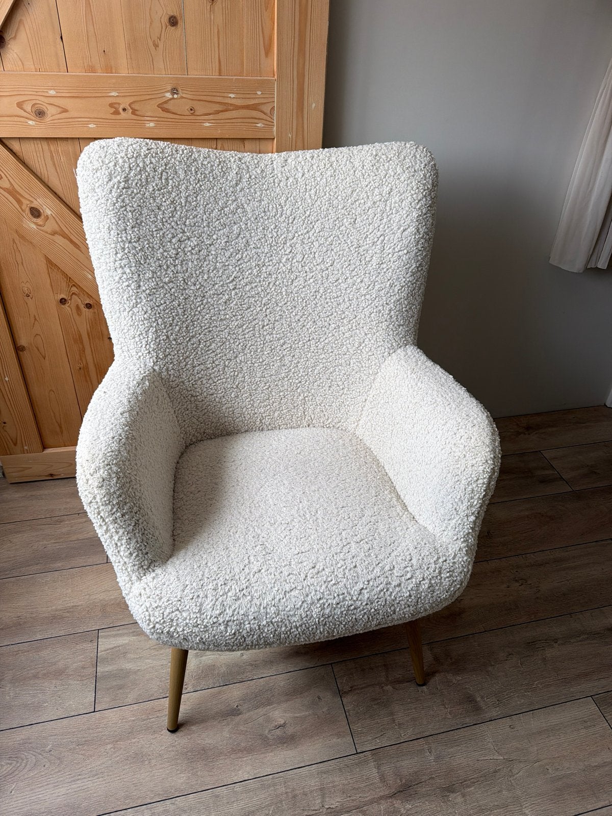 Teddy stof stoel - Comfortabele fauteuil, Huis en Inrichting, Stoelen, Ophalen, Wit, Zo goed als nieuw, Eén