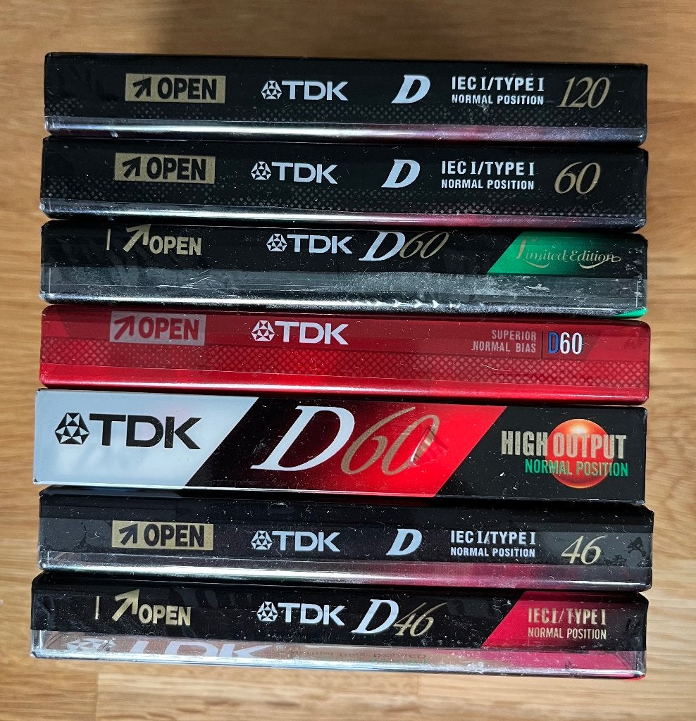7x CASSETTE TDK D 120/60/46, Cd's en Dvd's, Cassettebandjes, Ophalen, 2 t/m 25 bandjes, Pop, Nieuw in verpakking