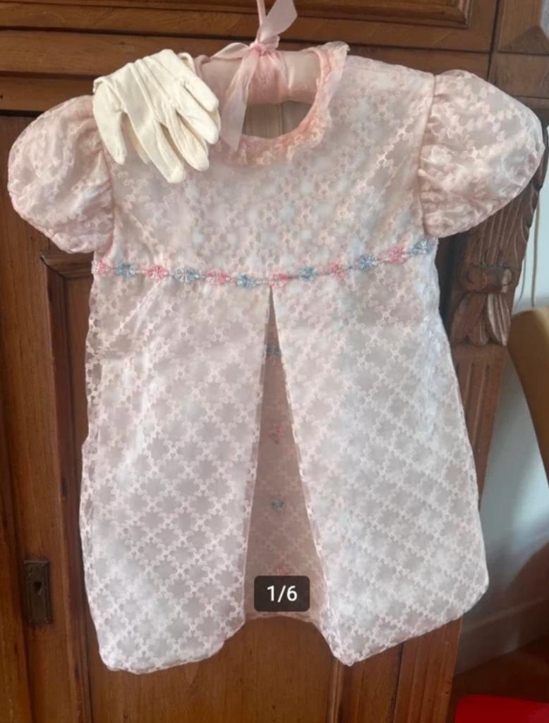 Vintage Roze Jurkje met Handschoentjes, Antiek en Kunst, Ophalen of Verzenden, Kinderen