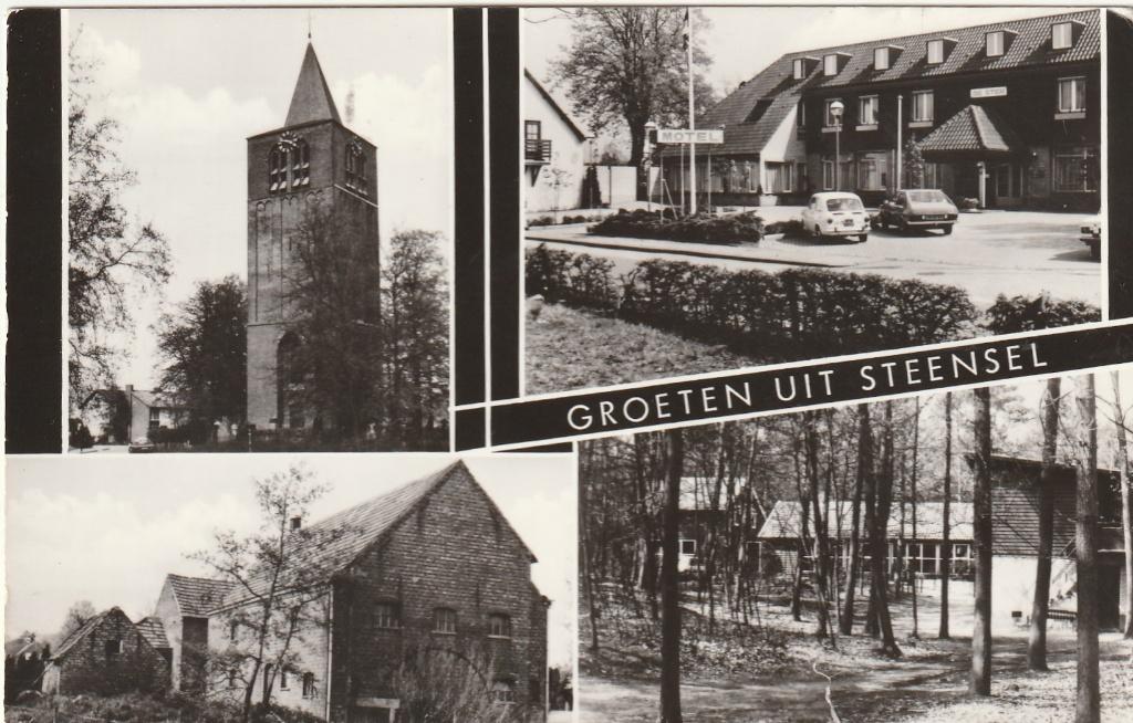 STEENSEL Kerk Boerderij Motel Fiat Groeten, Verzenden, 1960 tot 1980, Gelopen, Noord-Brabant