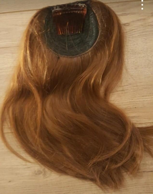 Haarstukje op kammetje, 40cm, echt haar, Ophalen of Verzenden, Pruik of Haarverlenging