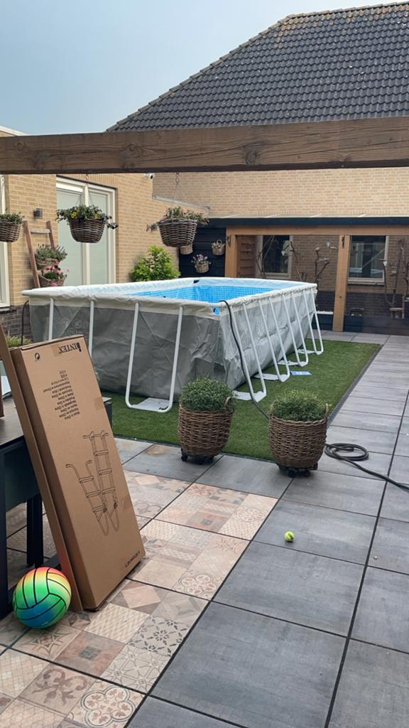 Intex zwembad 4.00x2.00 met zandfilterpomp en toebehoren, Ophalen, 200 tot 300 cm, Zo goed als nieuw, Rechthoekig