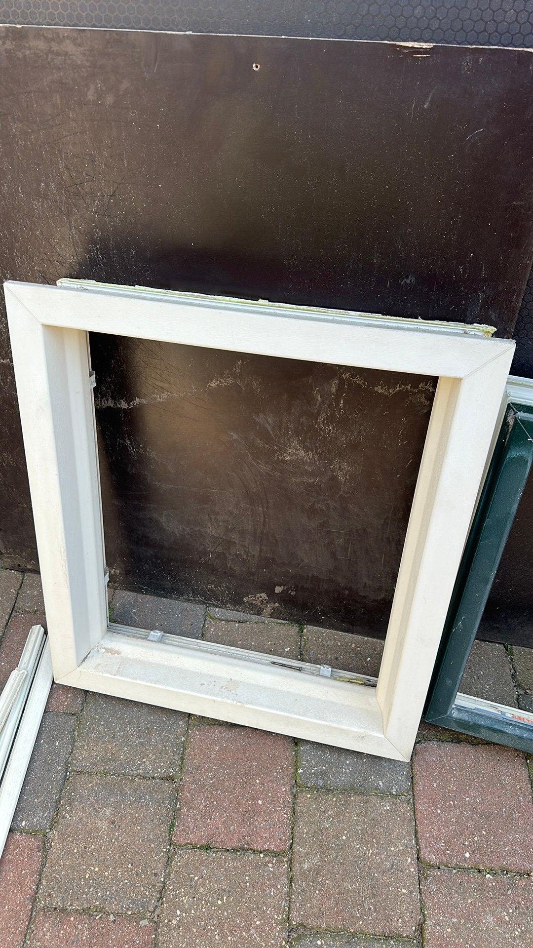 Kunststof Vast raam met melkglas, Doe-het-zelf en Verbouw, Kozijnen en Schuifpuien, Ophalen, Zo goed als nieuw, Hout, Raamkozijn