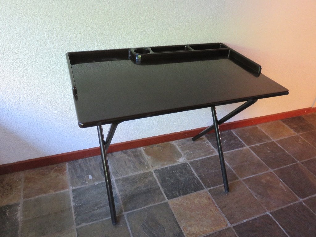 Vintage Flair donkerbruin bureau schrijftafel met vakjes, Ophalen, Gebruikt, 90 cm, Overige merken