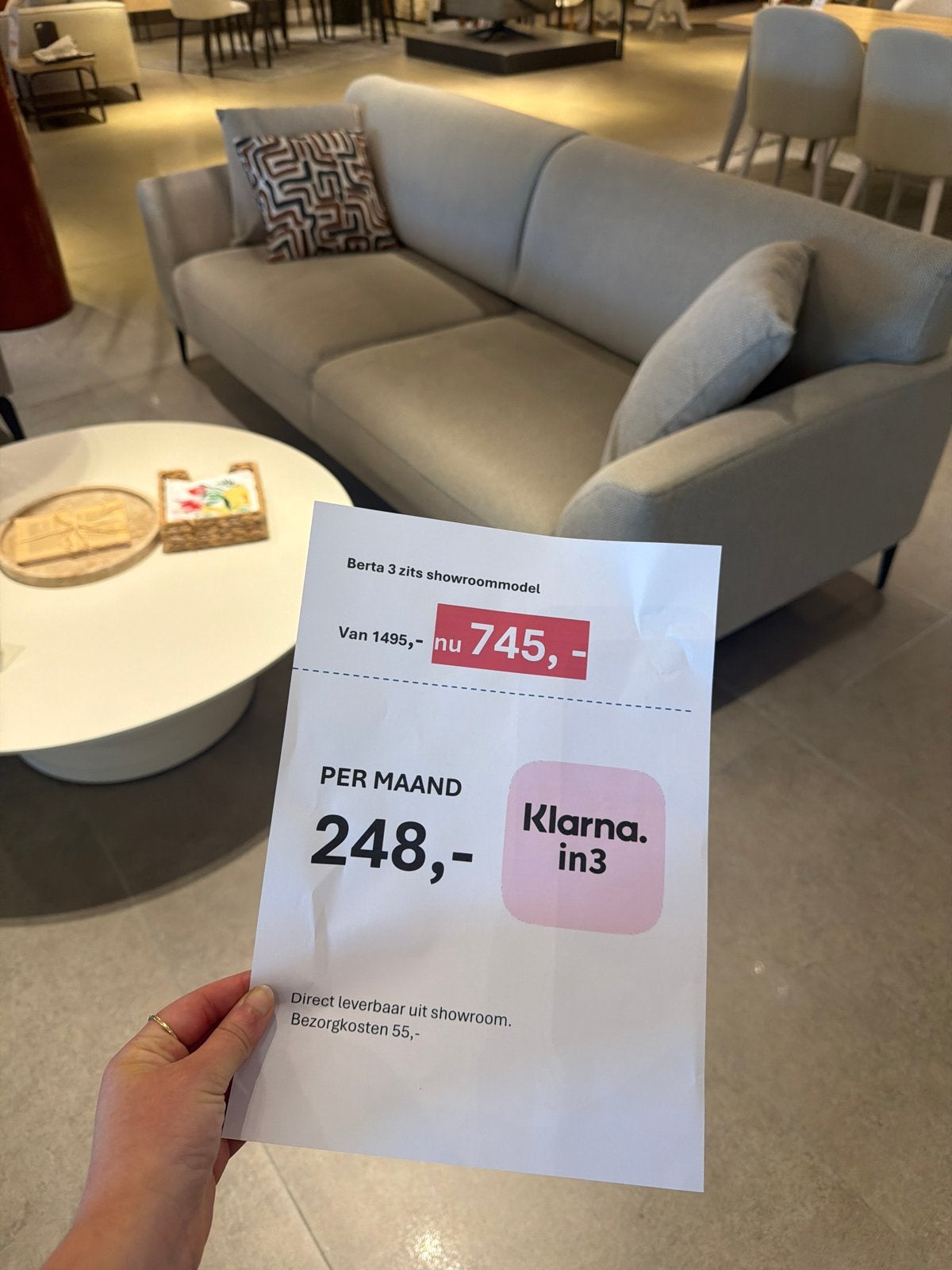 Berta 3-zits showroommodel bank incl slaapfunctie, Ophalen, Driepersoons, 75 tot 100 cm, Zo goed als nieuw