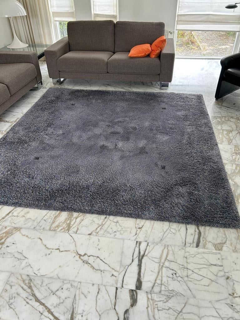 Vierkant gemeleerd zacht blauwpaars tapijt 2m, Ophalen, Grijs, Rechthoekig, 200 cm of meer