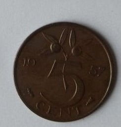 Stuiver 1957, Postzegels en Munten, Munten | Nederland, Verzenden, Koningin Juliana, 5 cent, Losse munt