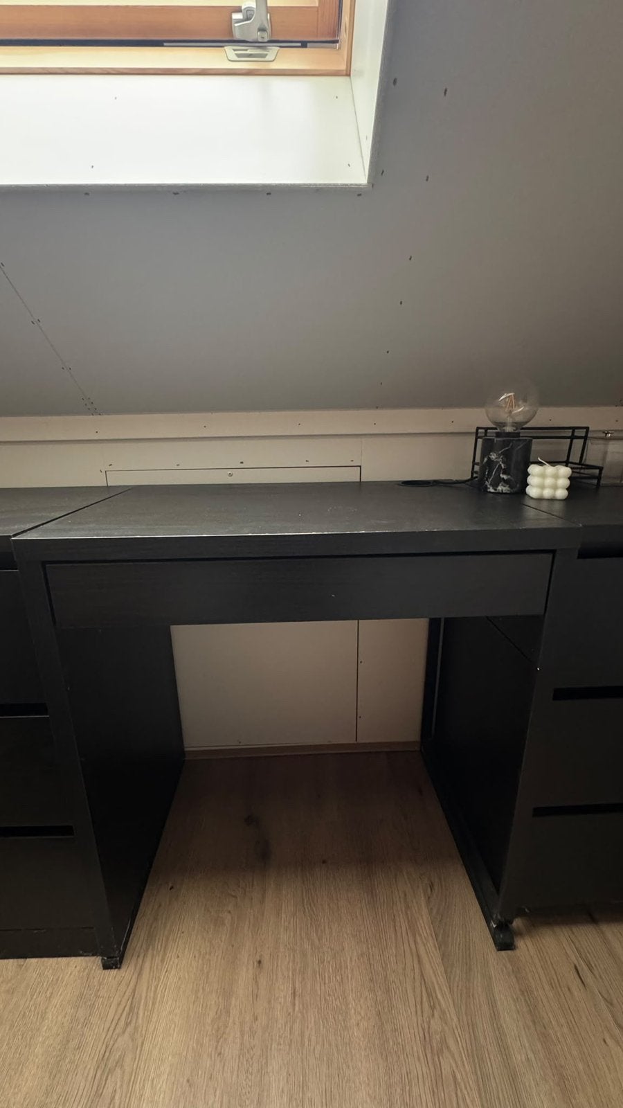IKEA MICKE Bureau Zwartbruin 73x50 cm, Ophalen, Zwart, Met lades, Zo goed als nieuw