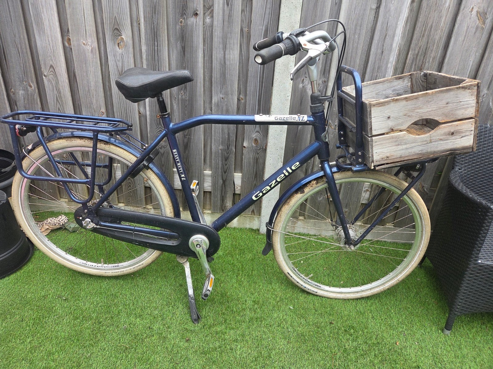 Gazelle Transportfiets Heren - Blauw - Gebruikt, Ophalen, Gebruikt, Versnellingen, 56 cm of meer