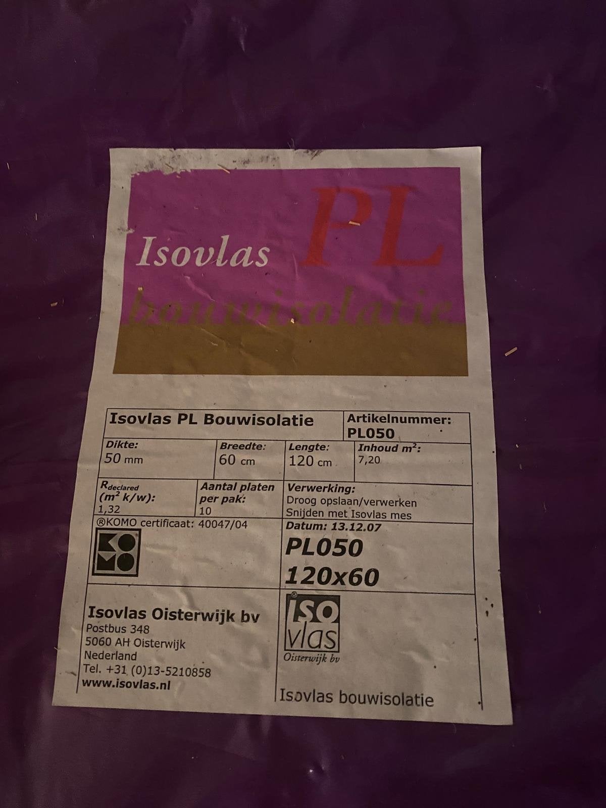 Bijna volledig pak Isovlas PL Bouwisolatie - Gratis af te ha, Overige materialen, 4 tot 8 cm, Zo goed als nieuw, Muurisolatie