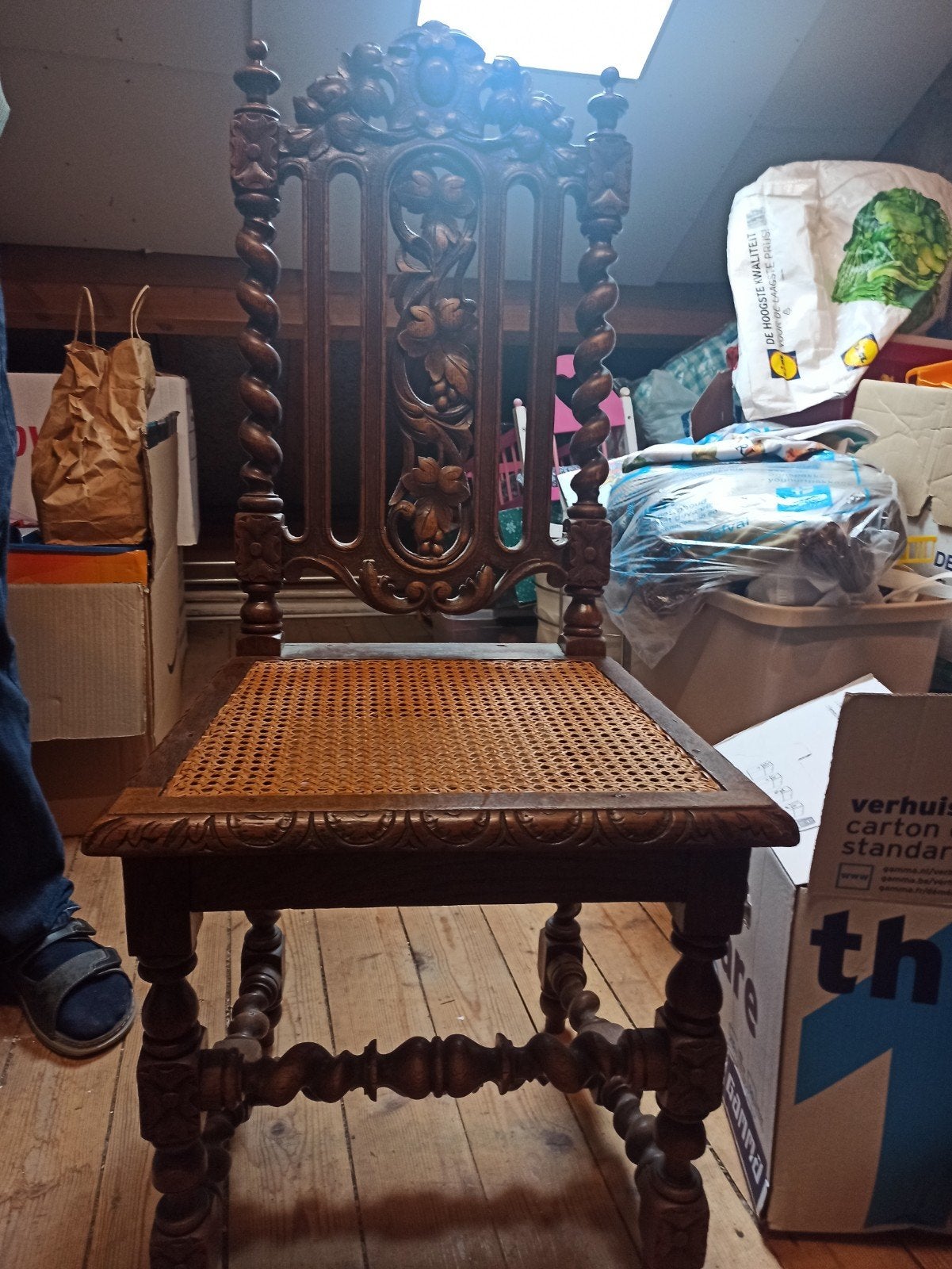 Victoriaanse eikenhouten stoel uit de 19 eeuw, Antiek en Kunst, Antiek | Meubels | Stoelen en Banken, Ophalen